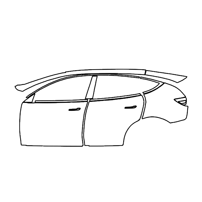 2025 Tesla Model Y (links) Tür+Seitenschweller+Heckkotflügel vorgeschnitten 2025 Tesla Model Y (links) Tür+Seitenschweller+Heckkotflügel vorgeschnitten